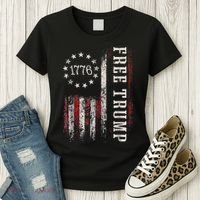 Retro 1776 Free Trump American Flag Women's T-Shirt thumb 3