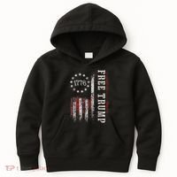 Retro 1776 Free Trump American Flag Kids Hoodie thumb 0
