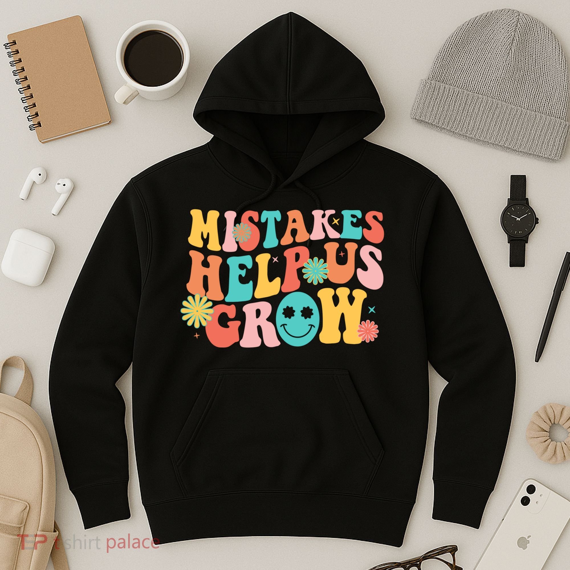Retro 1960s Hippie Mistakes Help Us Grow Hoodie