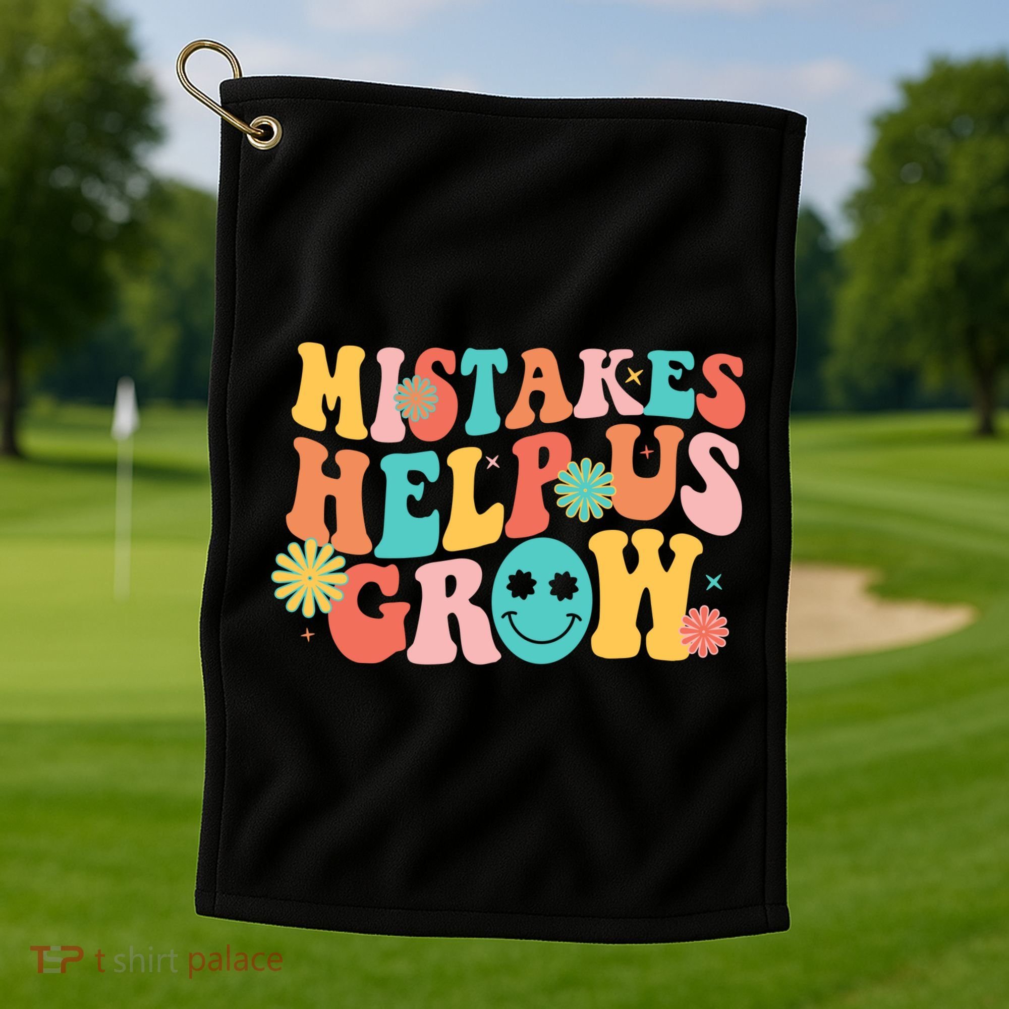 Retro 1960s Hippie Mistakes Help Us Grow Golf Towel