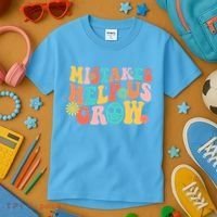 Retro 1960s Hippie Mistakes Help Us Grow Kids T-Shirt thumb 3