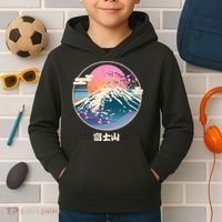 Retro 1980s Japanese Mount Fuji Kids Hoodie thumb 2