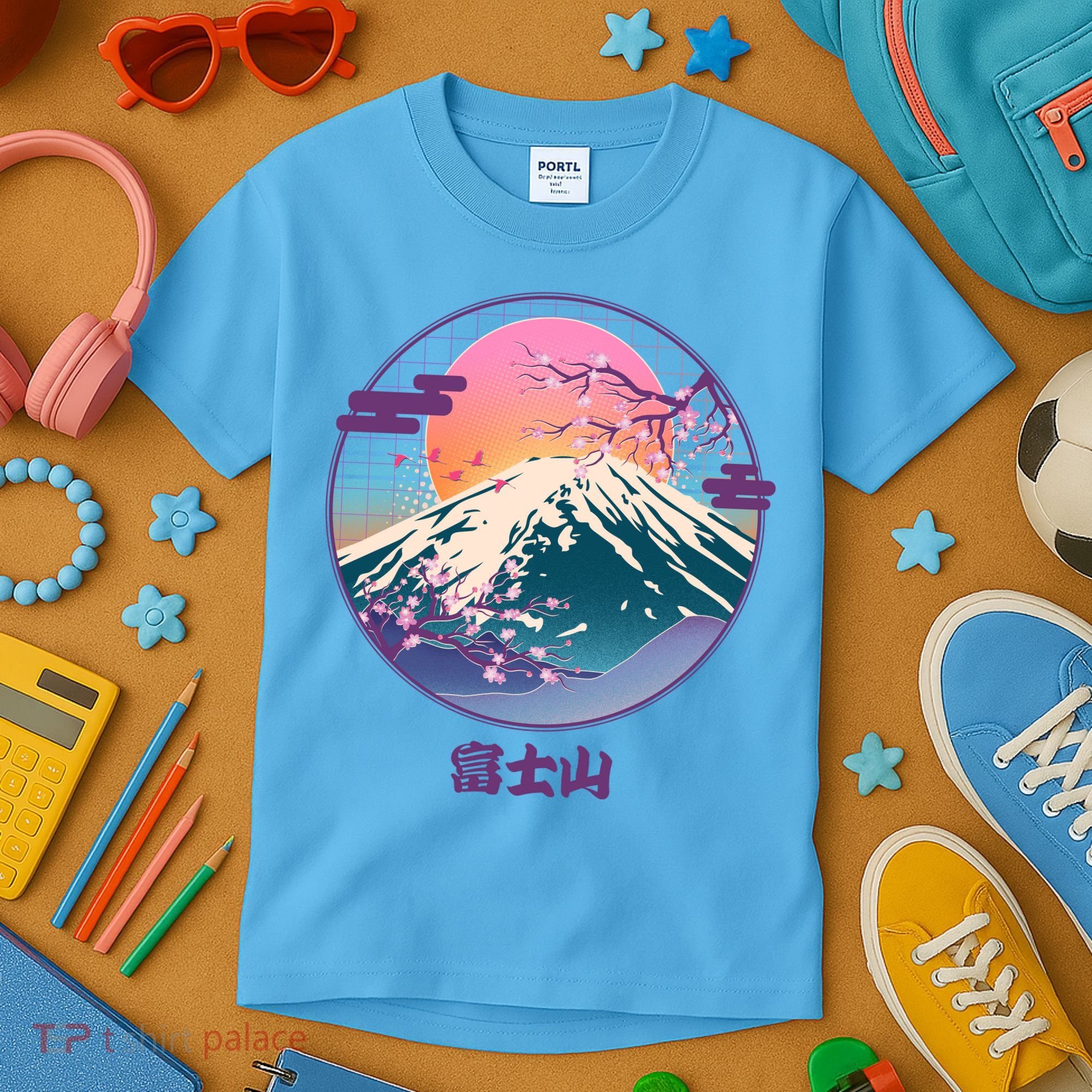 Retro 1980s Japanese Mount Fuji Kids T-Shirt