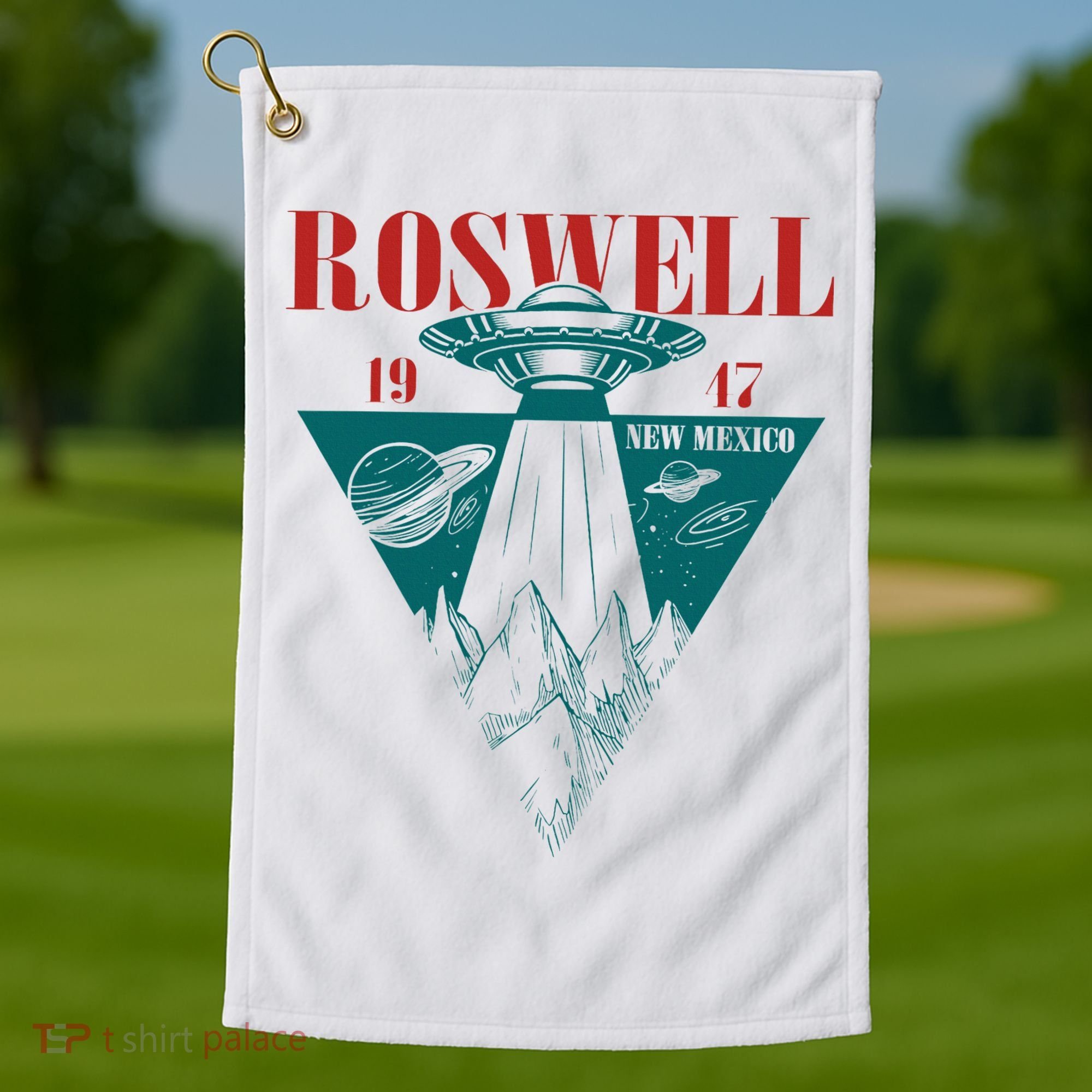 Roswell 1947 New Mexico Ufo Aliens Spaceship Golf Towel