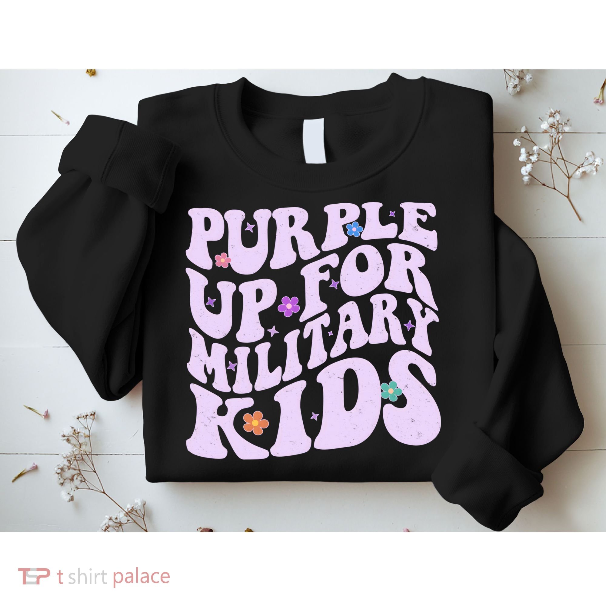 Retro 1960s Purple Up For MilitaryKids Sweatshirt