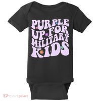 Retro 1960s Purple Up For MilitaryKids Baby Bodysuit thumb 0