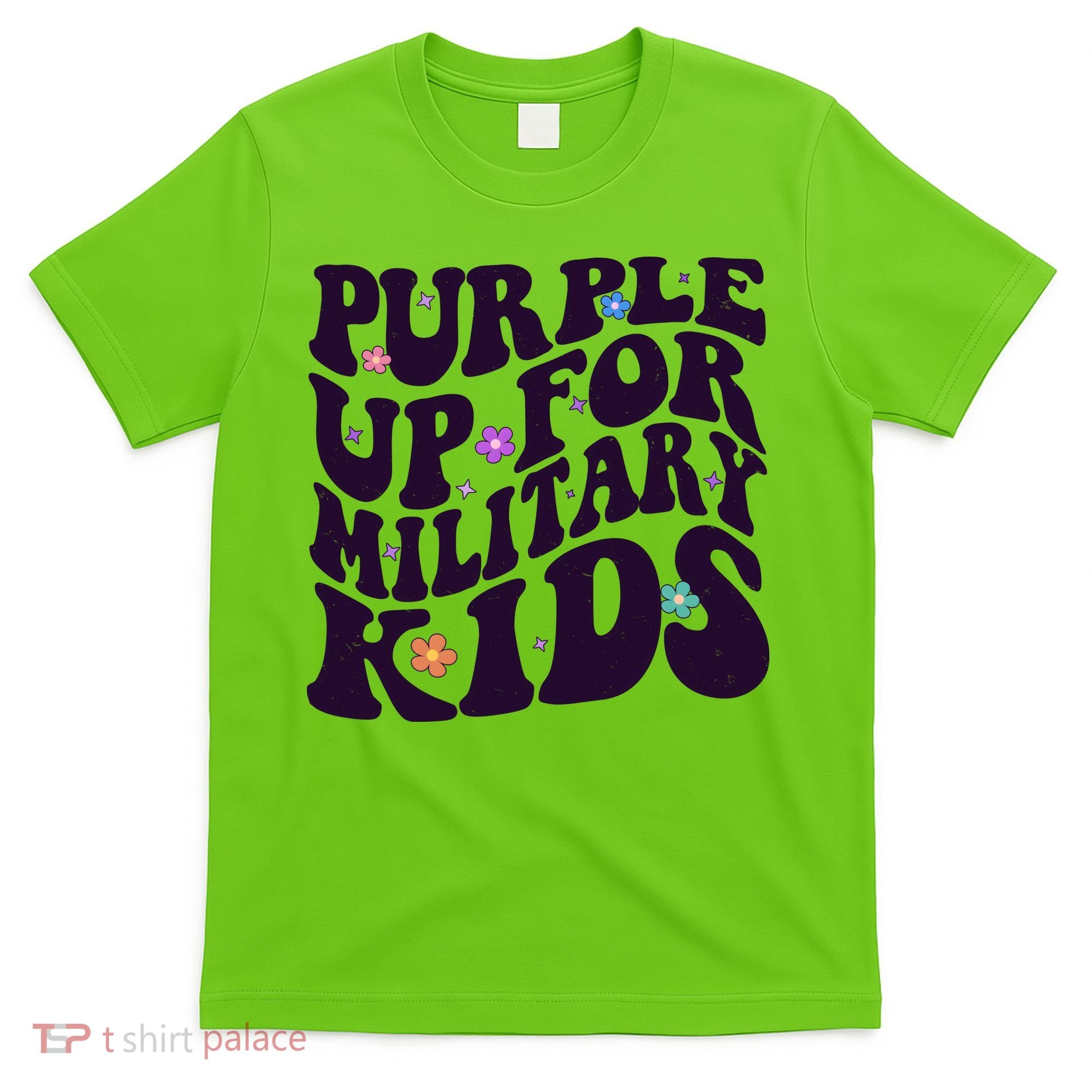 Retro 1960s Purple Up For MilitaryKids T-Shirt