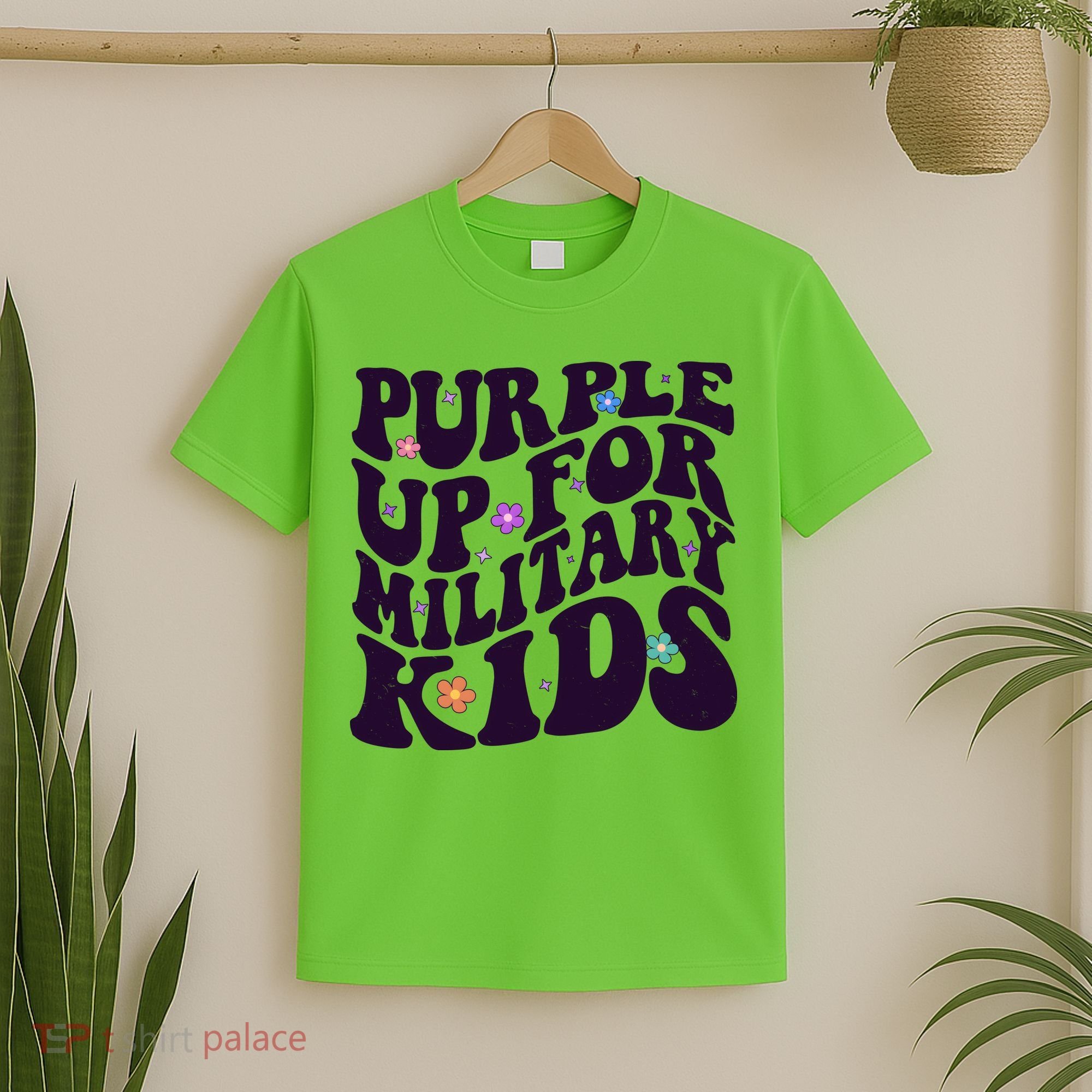 Retro 1960s Purple Up For MilitaryKids T-Shirt