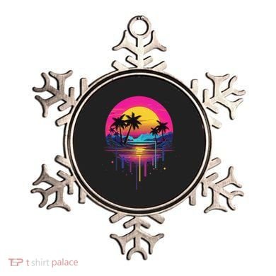 Retro 1980s Palm Tree Sunset Sunrise Pain Drip Ornament