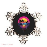 Retro 1980s Palm Tree Sunset Sunrise Pain Drip Ornament thumb 0