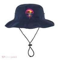Retro 1980s Palm Tree Sunset Sunrise Pain Drip Bucket Hat thumb 0