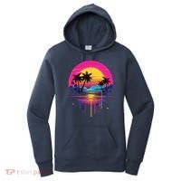 Retro 1980s Palm Tree Sunset Sunrise Pain Drip Women's Hoodie thumb 0