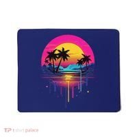 Retro 1980s Palm Tree Sunset Sunrise Pain Drip Mousepad thumb 0