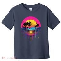 Retro 1980s Palm Tree Sunset Sunrise Pain Drip Toddler T-Shirt thumb 0