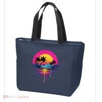 Retro 1980s Palm Tree Sunset Sunrise Pain Drip Tote Bag thumb 3