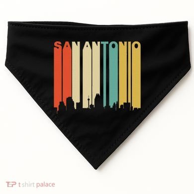 Retro 1970S Style San Antonio Texas Skyline USA-Made Doggie Bandana