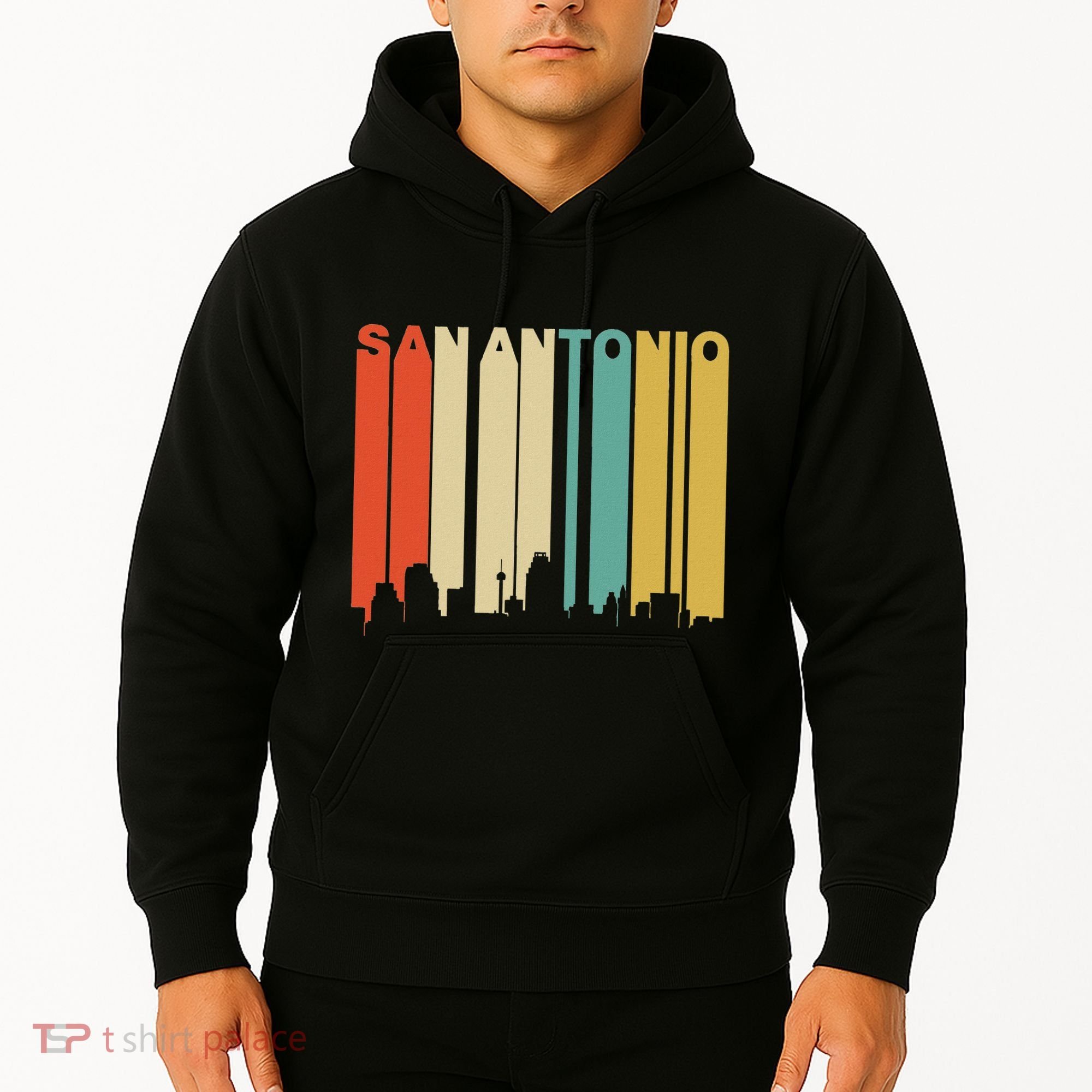 Retro 1970S Style San Antonio Texas Skyline Hoodie