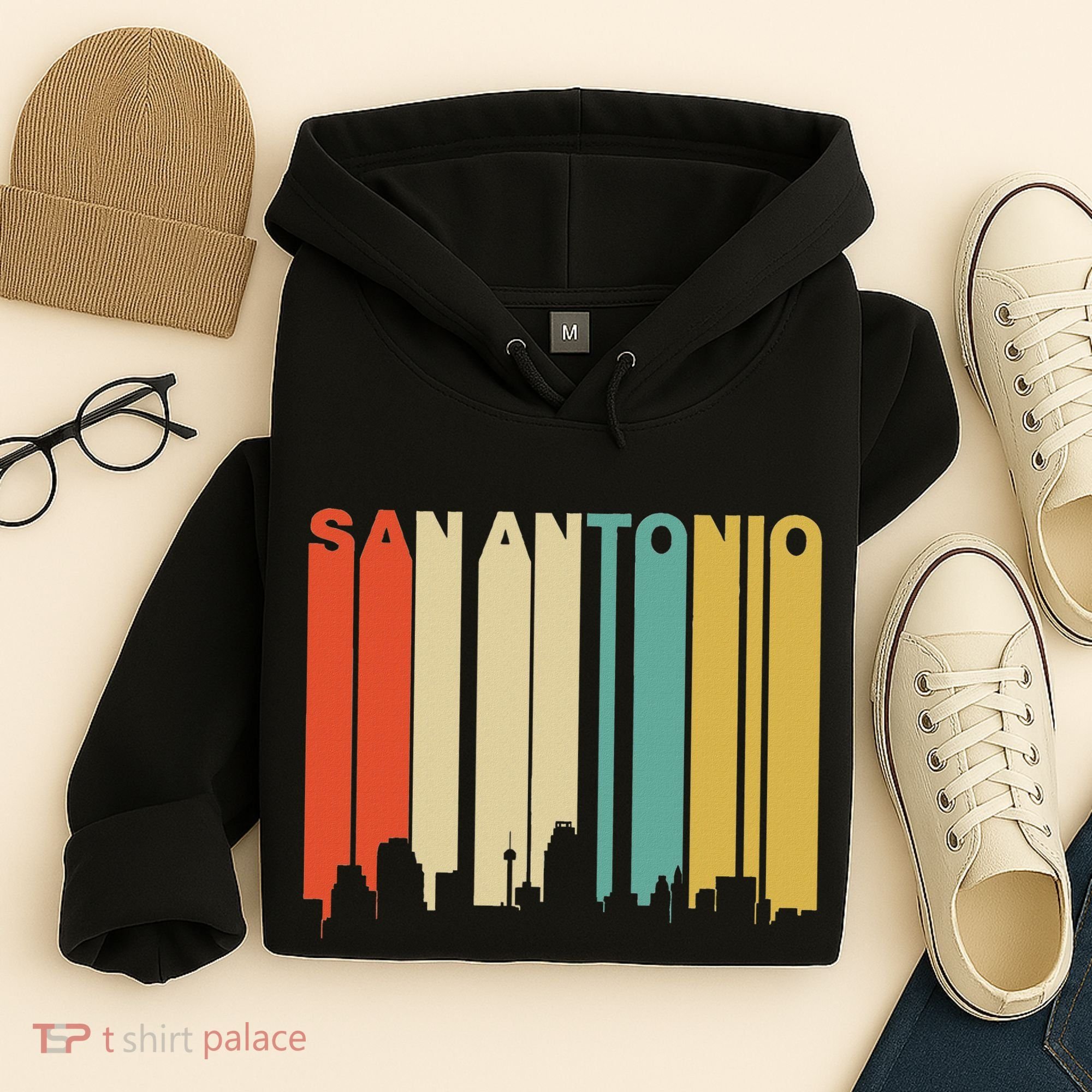 Retro 1970S Style San Antonio Texas Skyline Hoodie