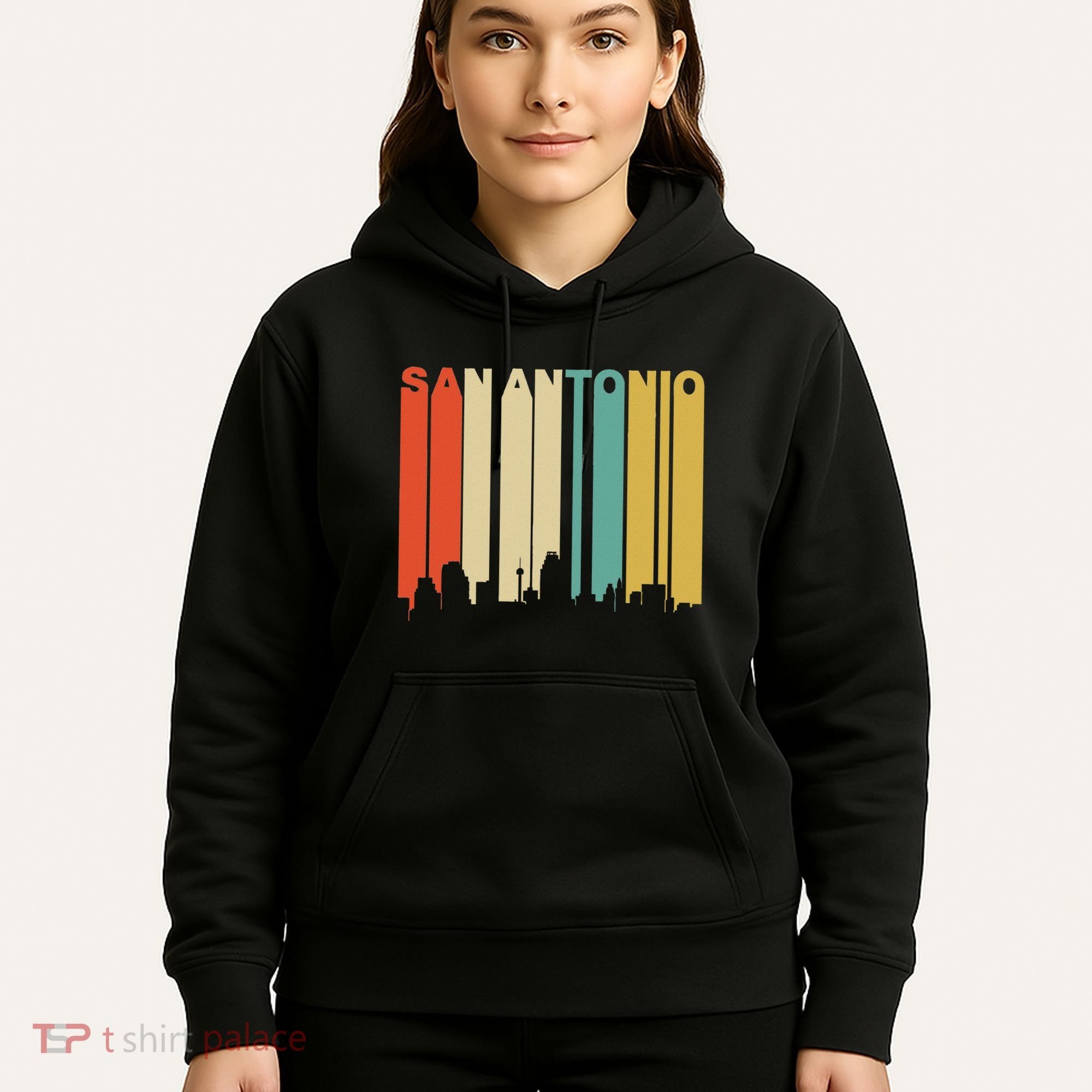 Retro 1970S Style San Antonio Texas Skyline Hoodie