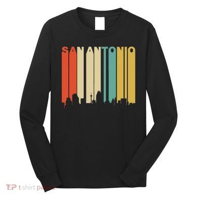 Retro 1970S Style San Antonio Texas Skyline Long Sleeve Shirt