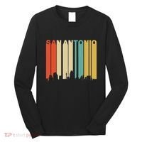 Retro 1970S Style San Antonio Texas Skyline Long Sleeve Shirt thumb 0