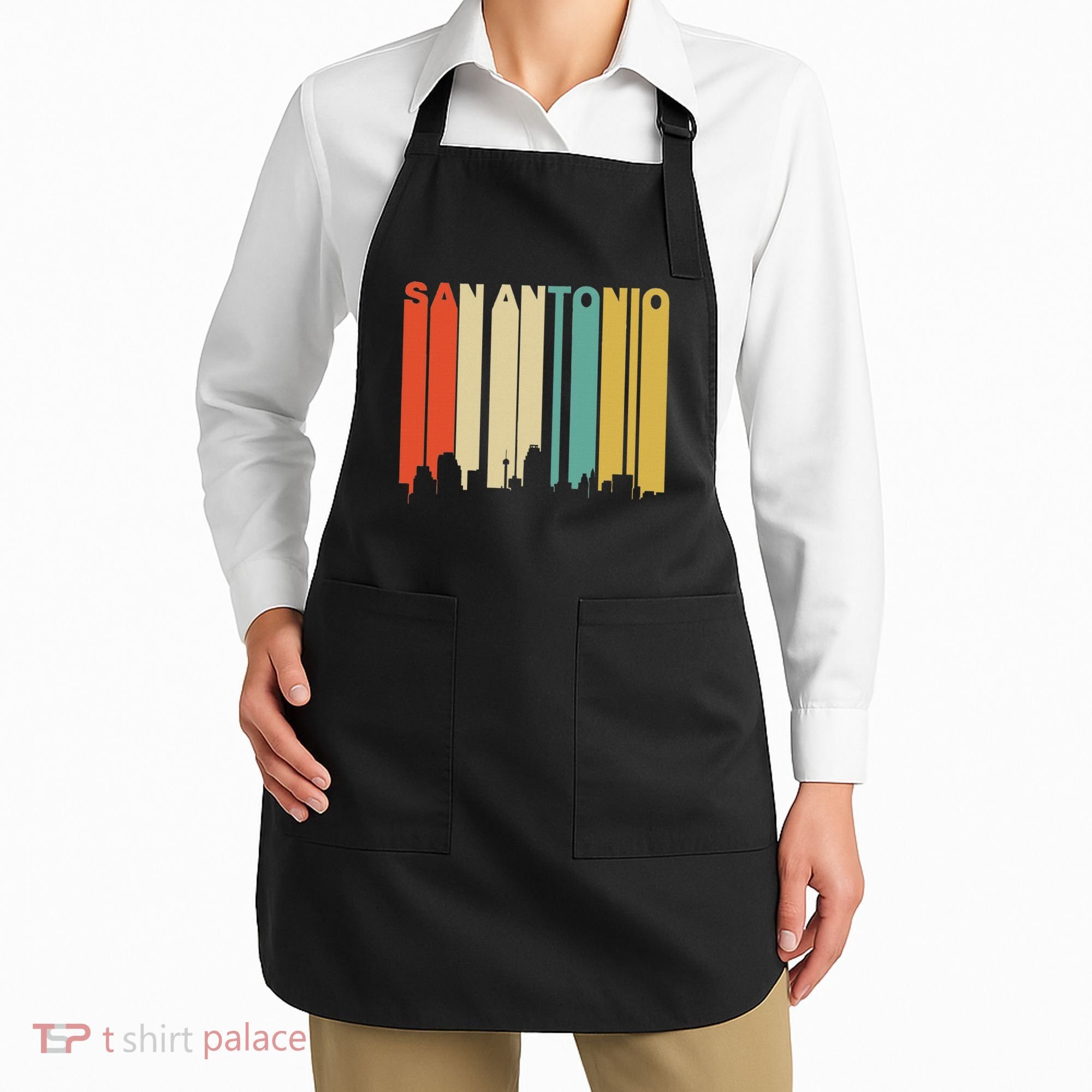 Retro 1970S Style San Antonio Texas Skyline Apron
