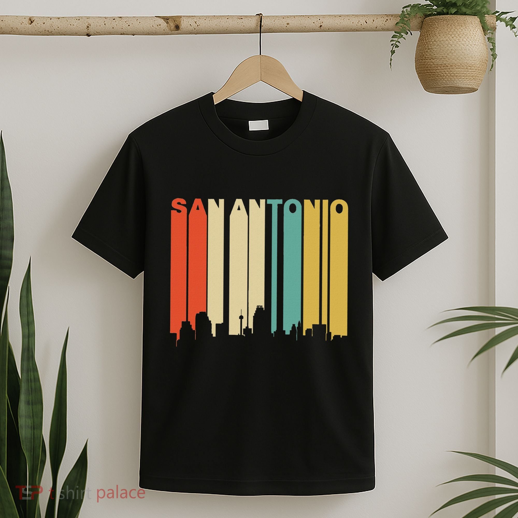 Retro 1970S Style San Antonio Texas Skyline T-Shirt