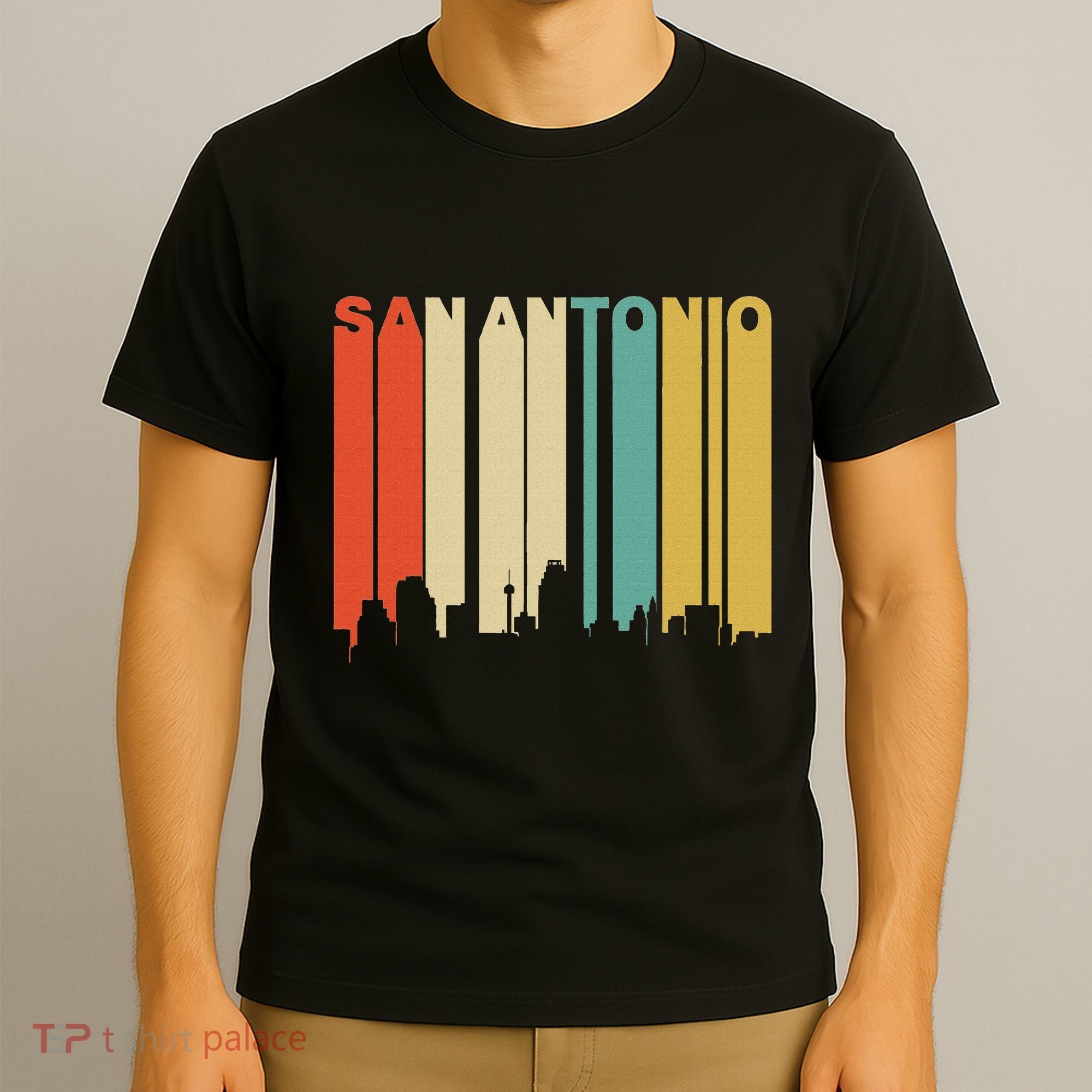 Retro 1970S Style San Antonio Texas Skyline T-Shirt