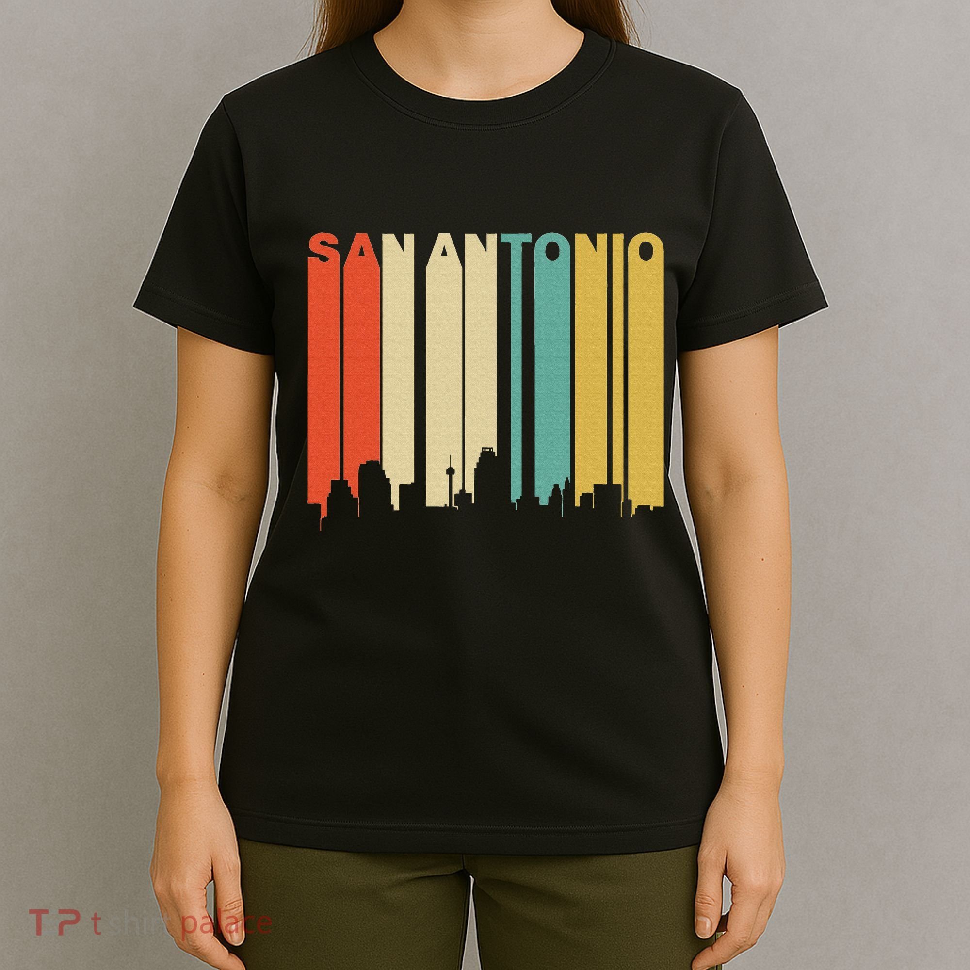 Retro 1970S Style San Antonio Texas Skyline T-Shirt