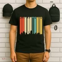 Retro 1970S Style San Antonio Texas Skyline T-Shirt thumb 6