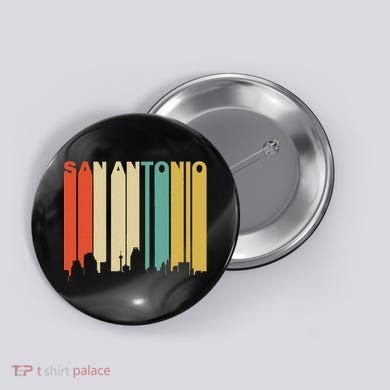 Retro 1970S Style San Antonio Texas Skyline Button