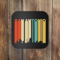 Retro 1970S Style San Antonio Texas Skyline Coaster thumb 0