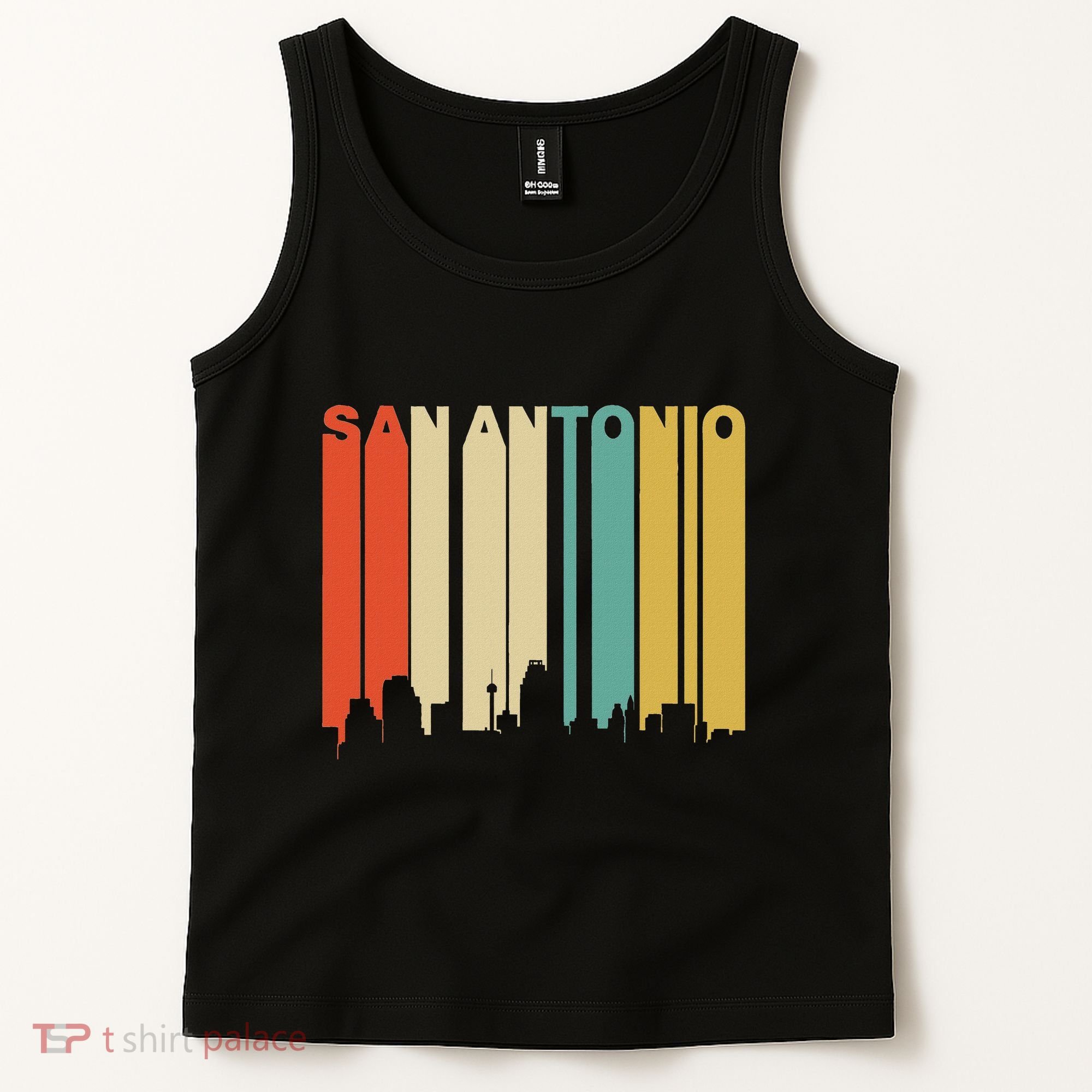 Retro 1970S Style San Antonio Texas Skyline Tank Top