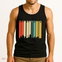 Retro 1970S Style San Antonio Texas Skyline Tank Top thumb 3