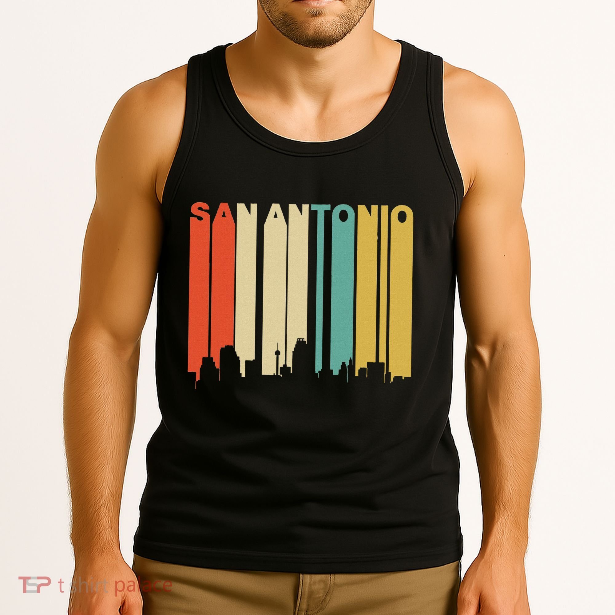Retro 1970S Style San Antonio Texas Skyline Tank Top