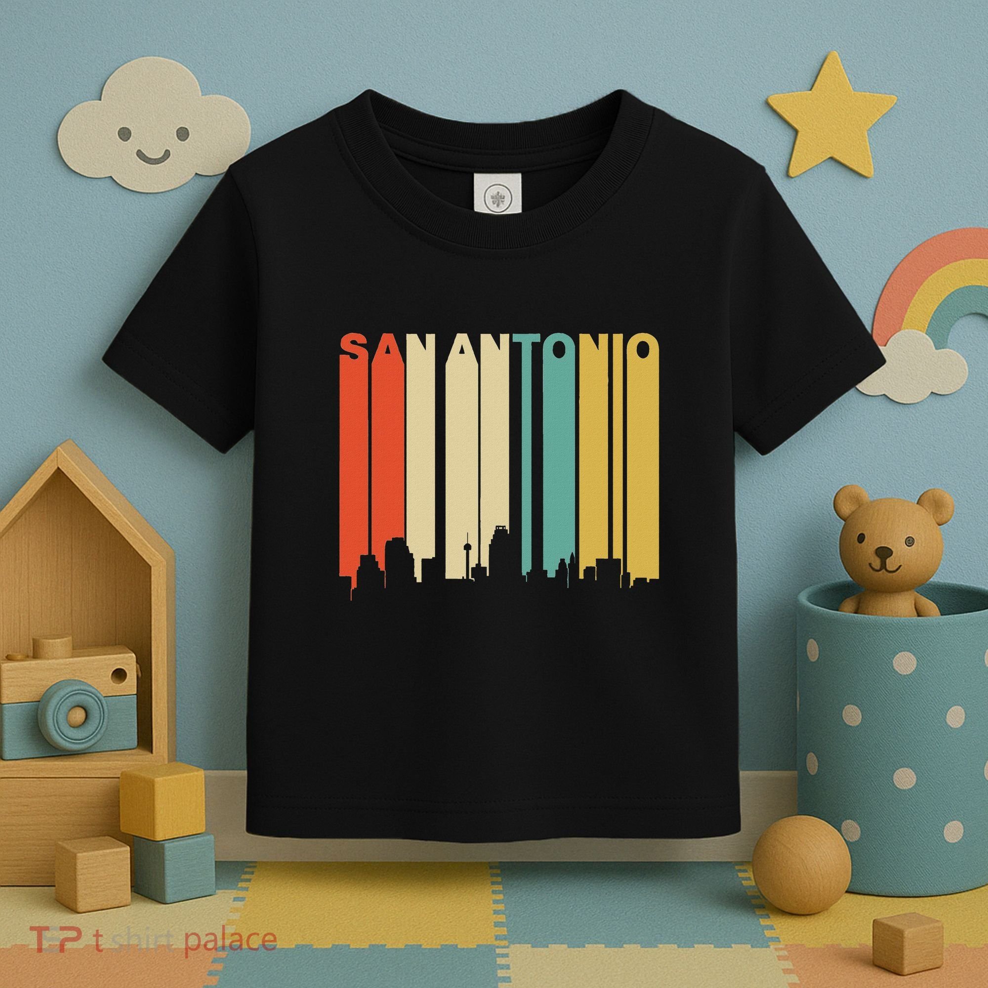 Retro 1970S Style San Antonio Texas Skyline Toddler T-Shirt