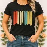 Retro 1970S Style San Antonio Texas Skyline Women's T-Shirt thumb 2