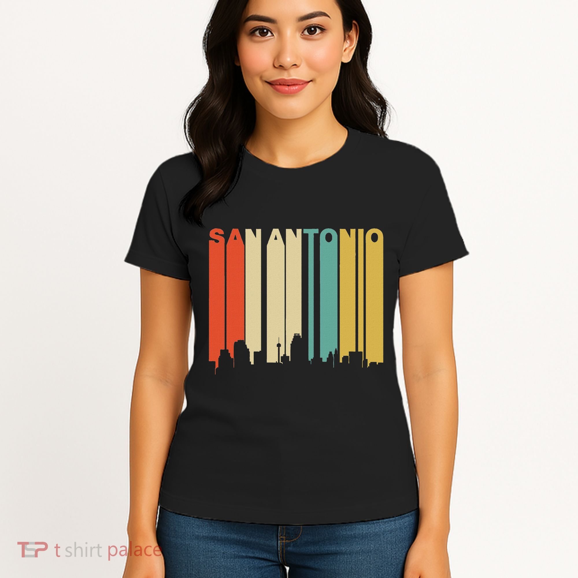 Retro 1970S Style San Antonio Texas Skyline Women's T-Shirt