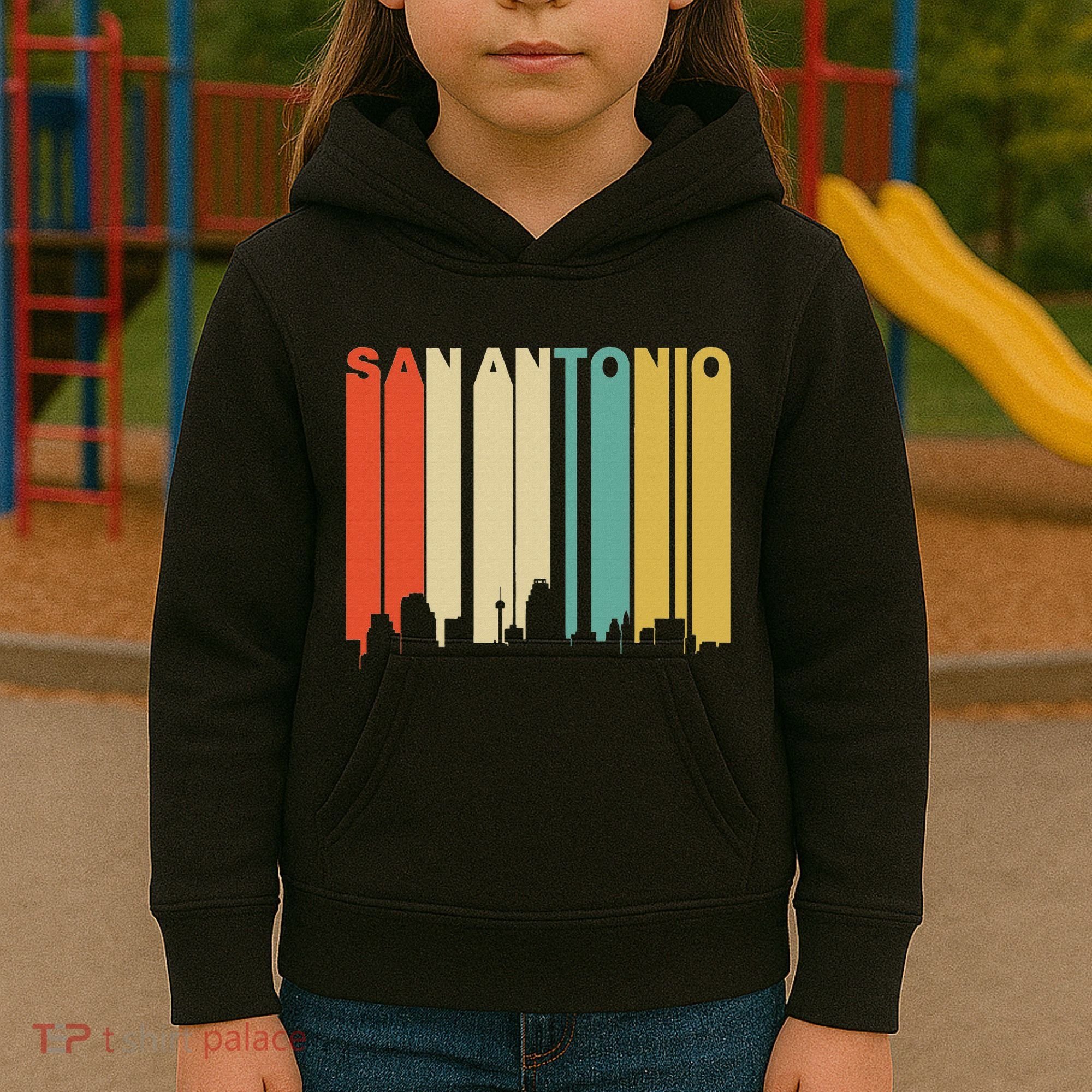 Retro 1970S Style San Antonio Texas Skyline Kids Hoodie