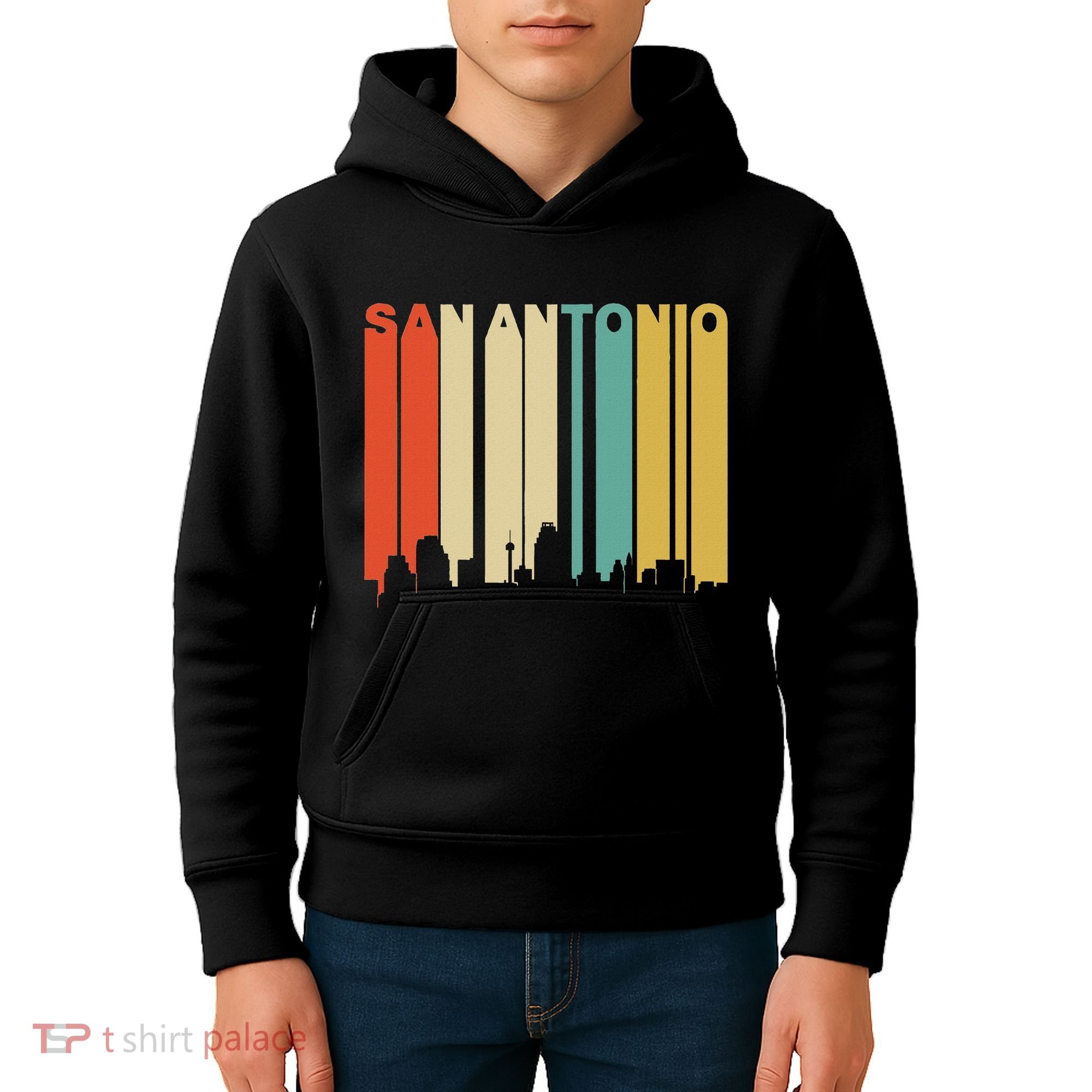 Retro 1970S Style San Antonio Texas Skyline Kids Hoodie