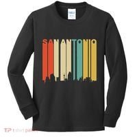 Retro 1970S Style San Antonio Texas Skyline Kids Long Sleeve Shirt thumb 0
