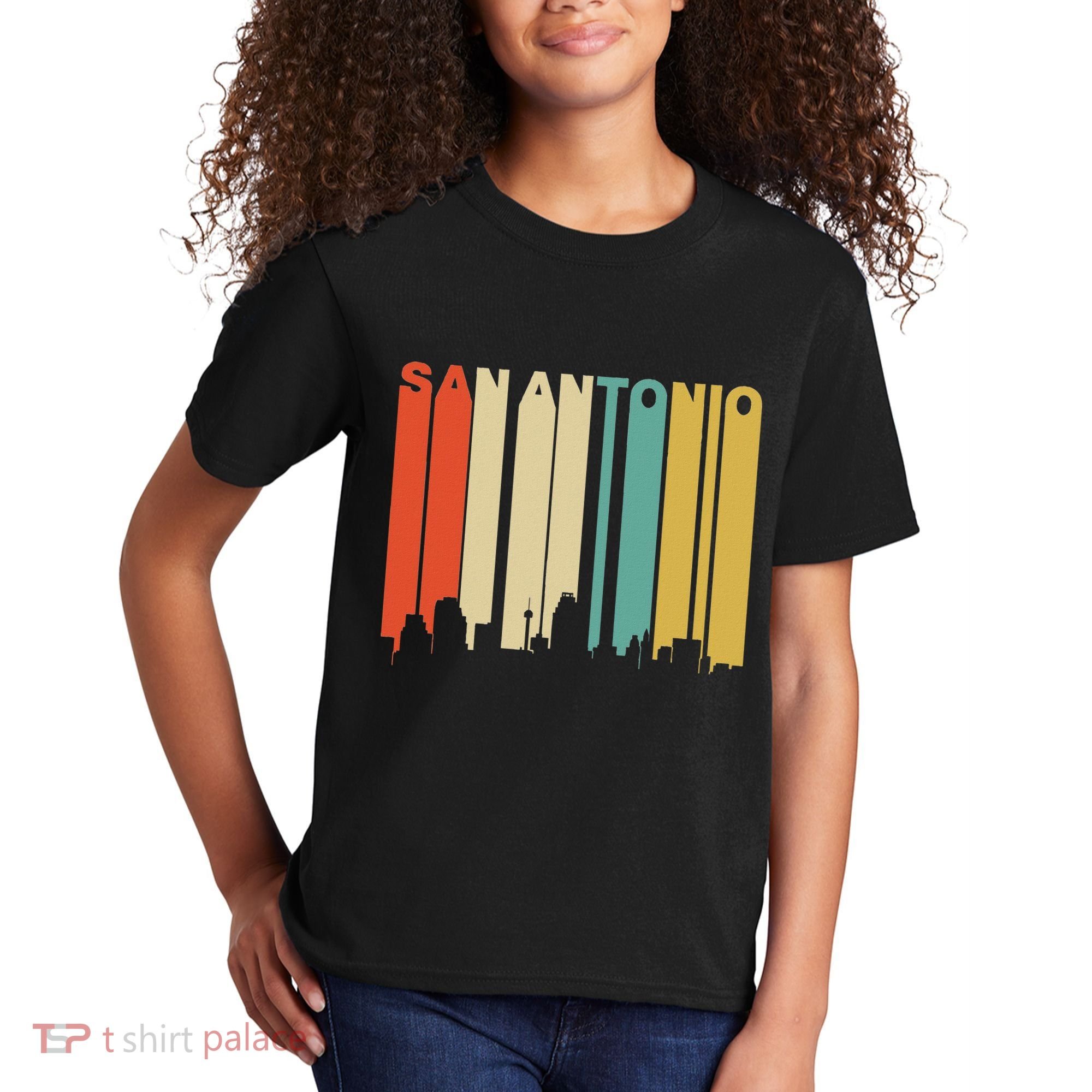 Retro 1970S Style San Antonio Texas Skyline Kids T-Shirt