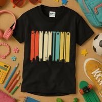 Retro 1970S Style San Antonio Texas Skyline Kids T-Shirt thumb 3