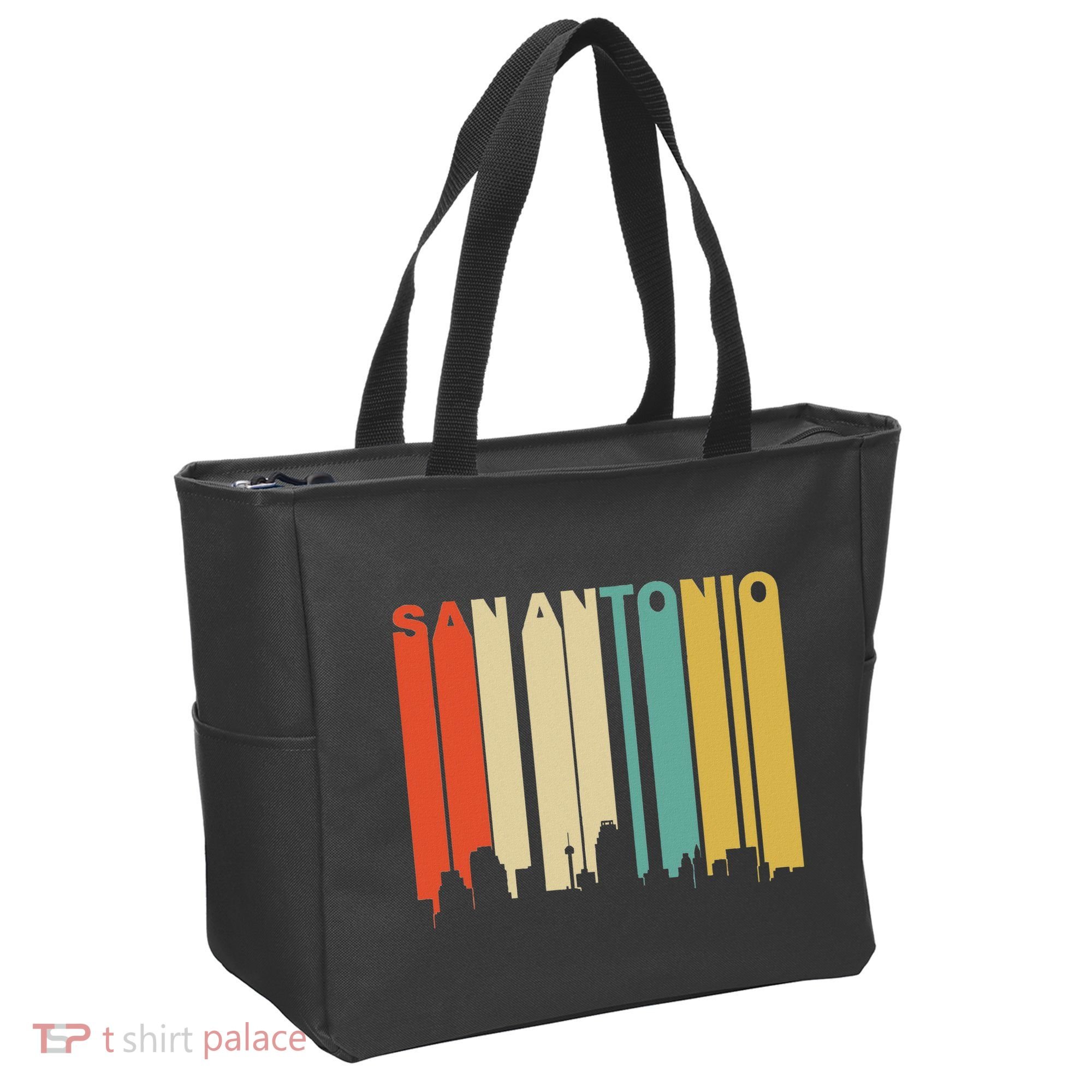 Retro 1970S Style San Antonio Texas Skyline Tote Bag