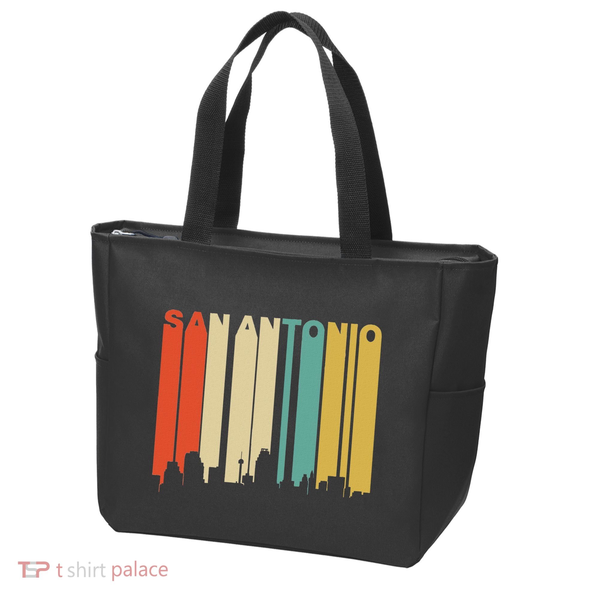 Retro 1970S Style San Antonio Texas Skyline Tote Bag