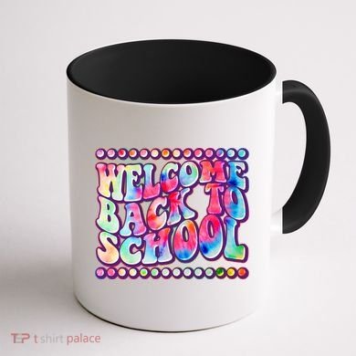Retro 1960s Tie Dye Welcome Back To School Coffee Mug back
