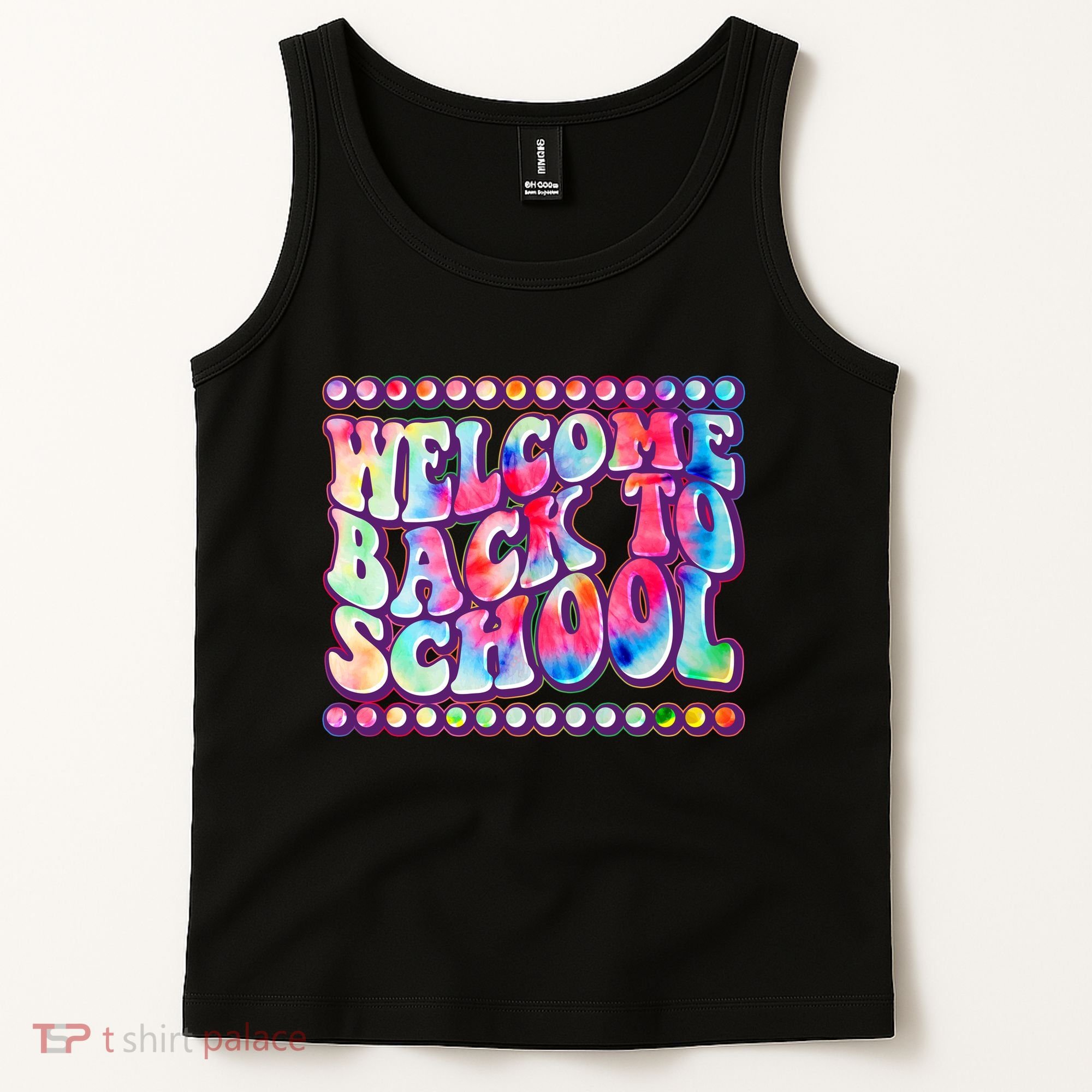 Retro 1960s Tie Dye Welcome Back To School Tank Top
