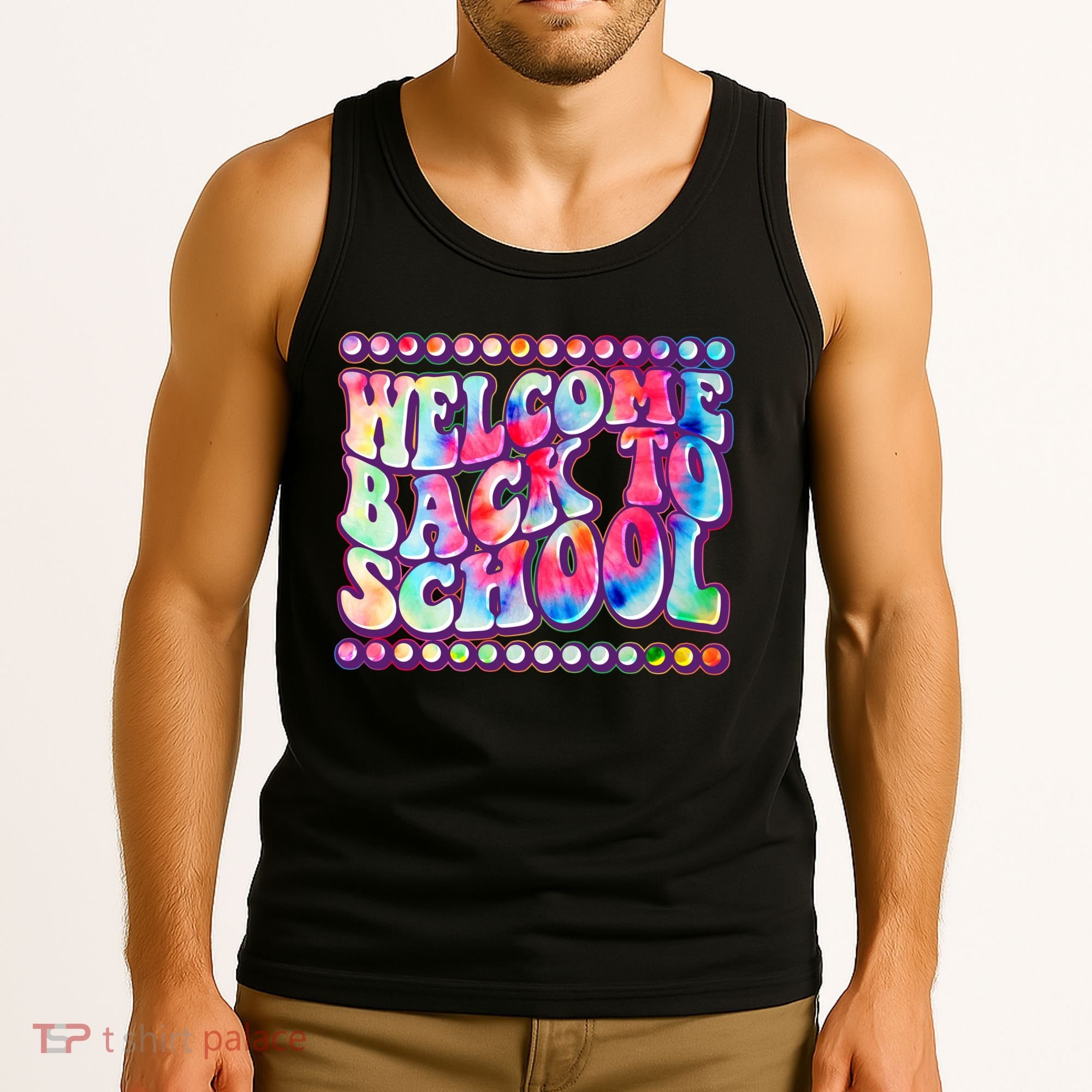 Retro 1960s Tie Dye Welcome Back To School Tank Top