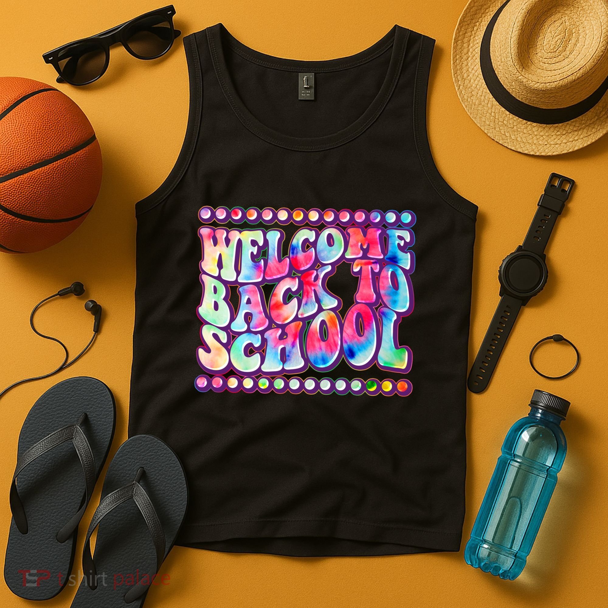 Retro 1960s Tie Dye Welcome Back To School Tank Top