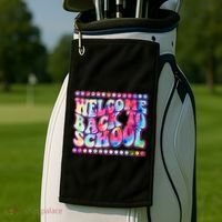 Retro 1960s Tie Dye Welcome Back To School Golf Towel thumb 2